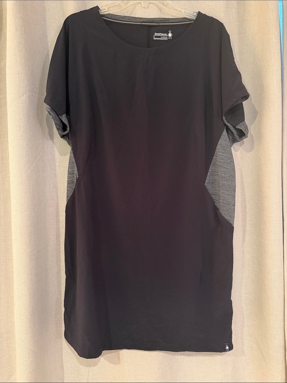 Smartwool Black Tunic Dress with merino wool Gray Panels